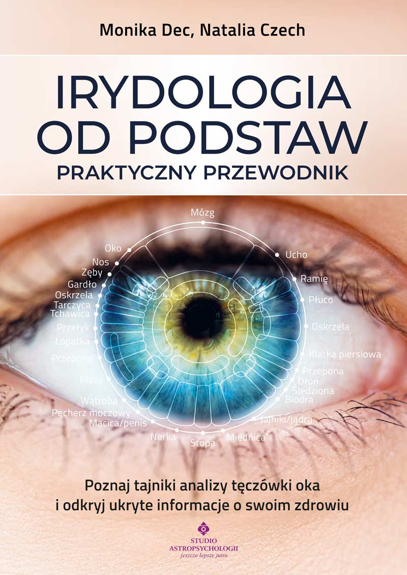 Okładka książki pt. Irydologia od podstaw - praktyczny przewodnik. Poznaj tajniki analizy tęczówki oka i odkryj ukryte informacje o swoim zdrowiu - Monika Dec, Natalia Czech