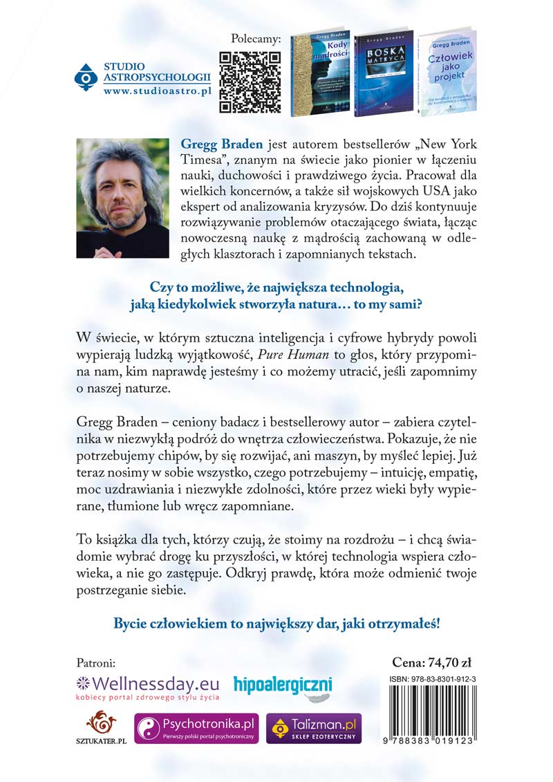 Tylna okładka książki PURE HUMAN autorstwa Gregga Bradena