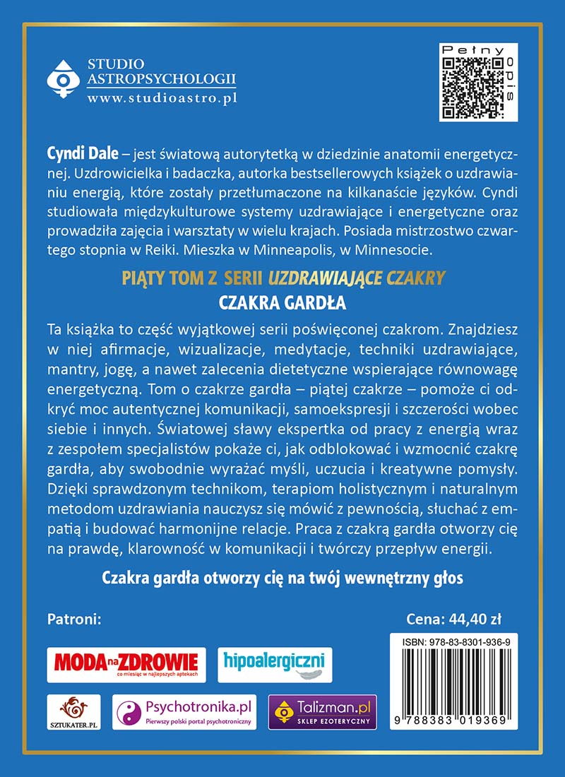 Tylna okładka książki Czakra gardła pod redakcją Cyndi Dale