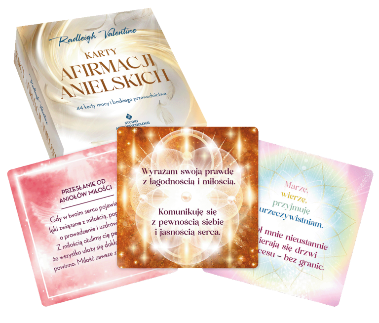 Pudełko z kartami afirmacji anielskich.